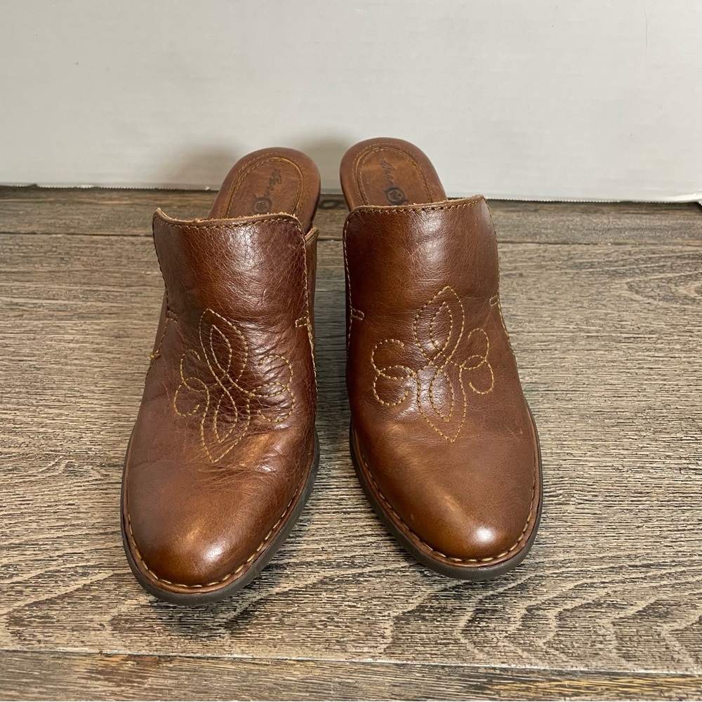 Born Brown Leather Mule Clogs - Picture 3 of 14